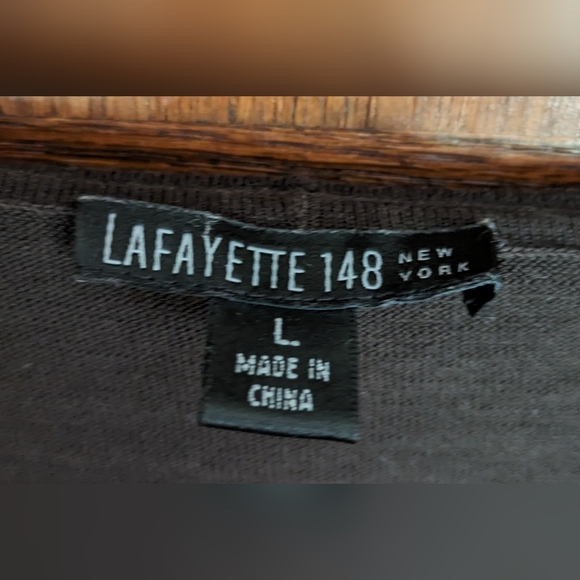 Lafayette 148 New York Dark Chocolate Ruffle Collar Short Sleeve Sweater - Picture 3 of 7